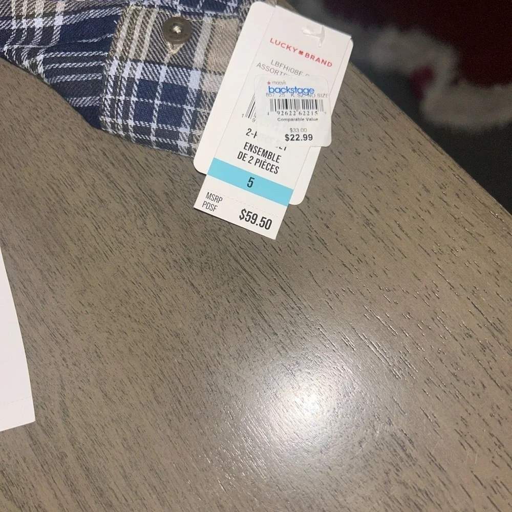 Lucky Brand Blue Plaid Shirt and khaki pants set